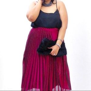 Society Plus Pixie Dust metallic pleated skirt